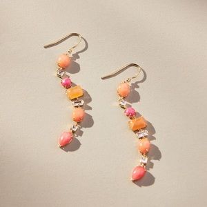 NWT Anthropologie Pink/Orange Gem Drop Earrings!